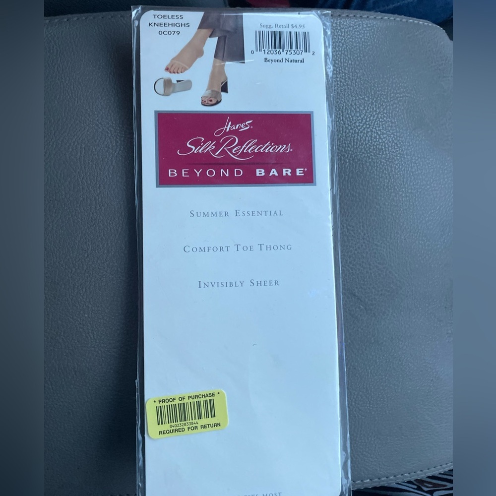 Hanes Sheer knee highs toeless 0c079 vintage